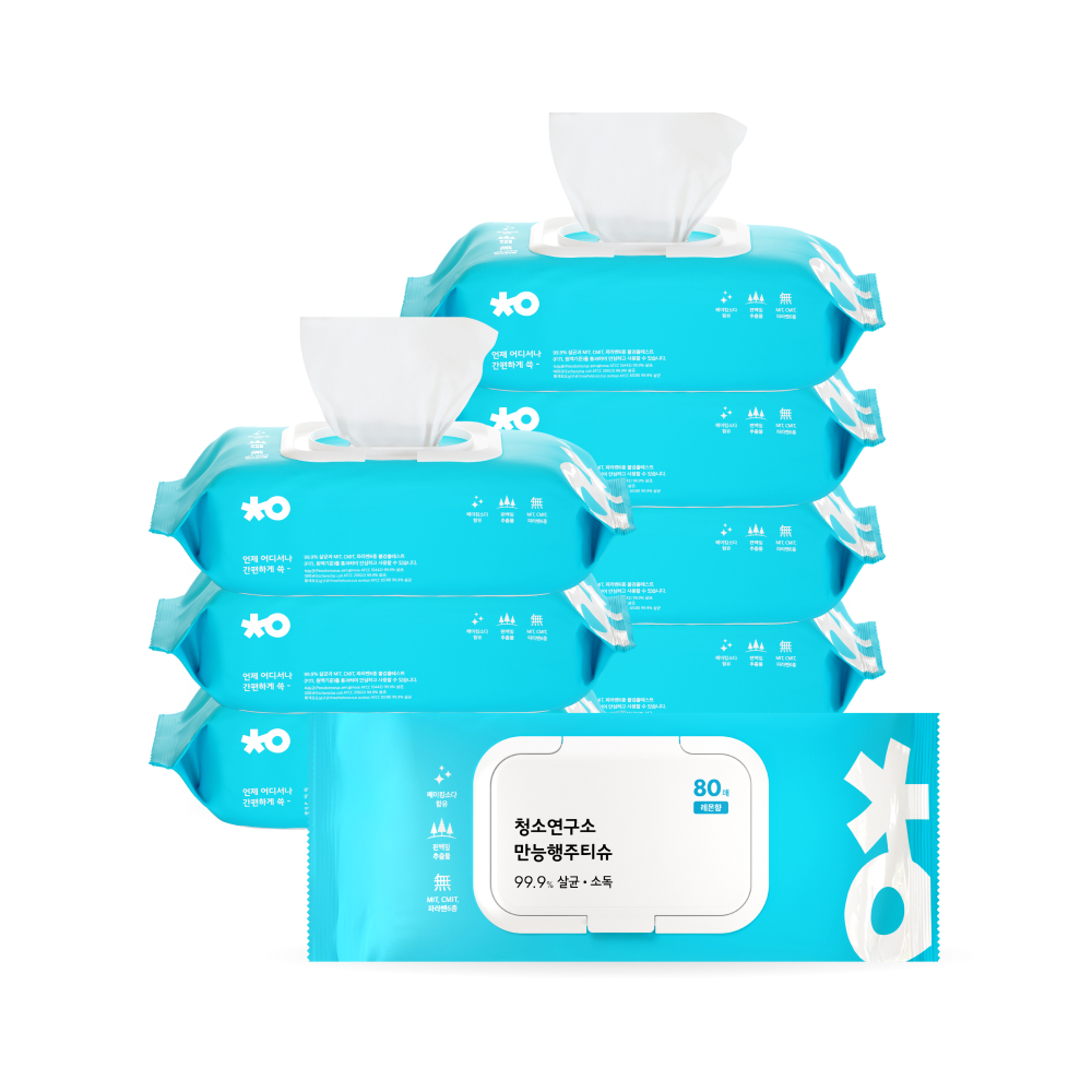 [청소연구소] 국내생산 살균소독 만능 행주티슈 (80매*8팩)